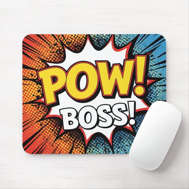 Retro Comic Book POW BOSS! Action Office Musmatta (Med mus)
