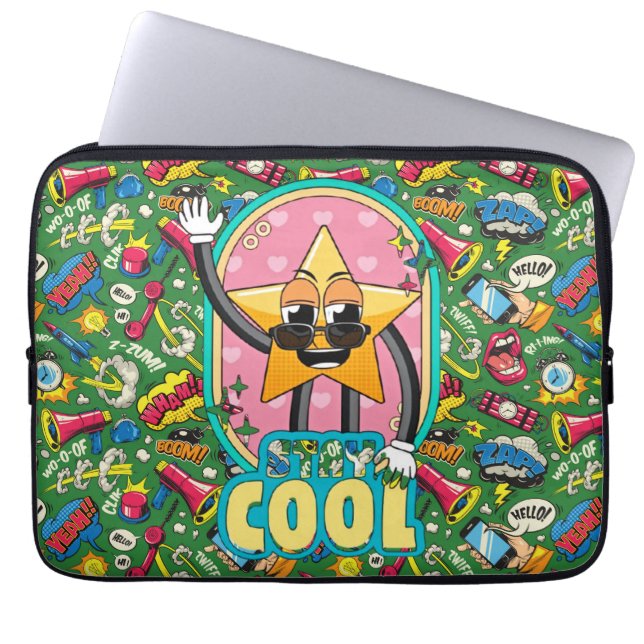 Retro Comic Pop Star Laptop Sleeve (Framsidan)
