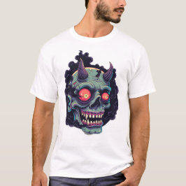 Retro Comic Style Monster Skull T Shirt
