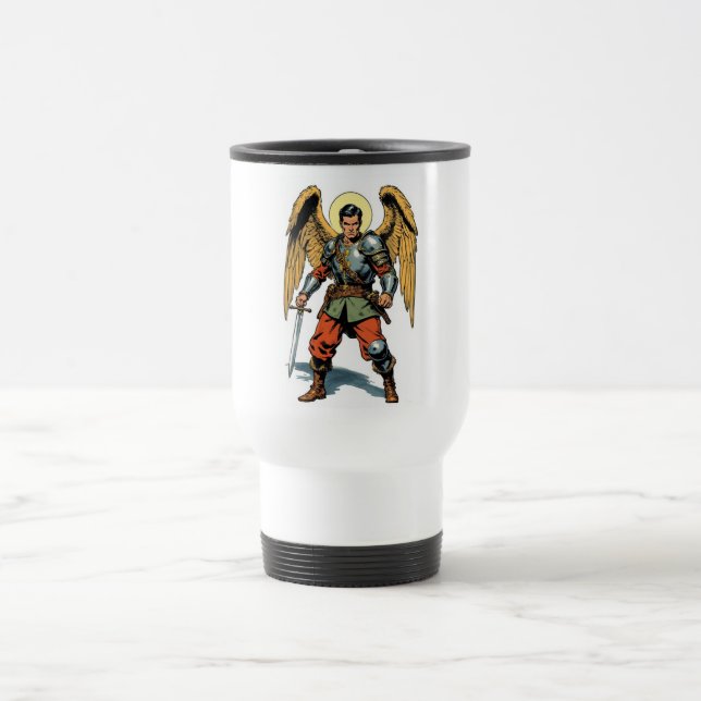 Retro Comic Style St Michael Travel Mug Resemugg (Center)