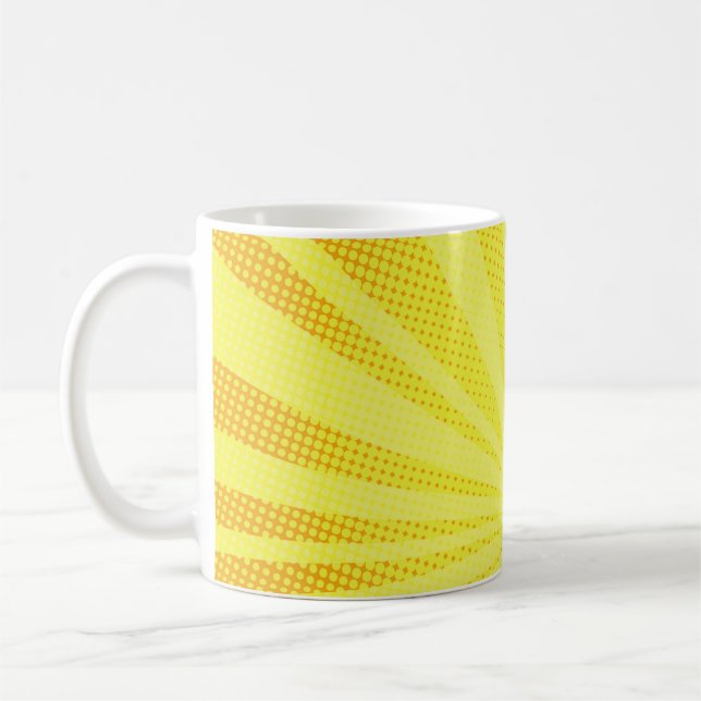 retro comic yellow background raster gradient half kaffemugg (Vänster)