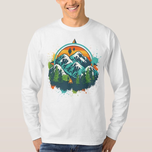 Retro Compass Äventyr Tee for Nature Älskare (Framsida)