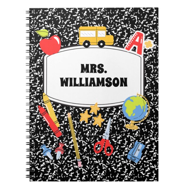  Retro Composition Notebook Back to School  Anteckningsbok (Framsidan)