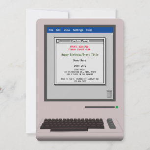 Retro Computer Funny födelsedagsinbjudan Inbjudningar