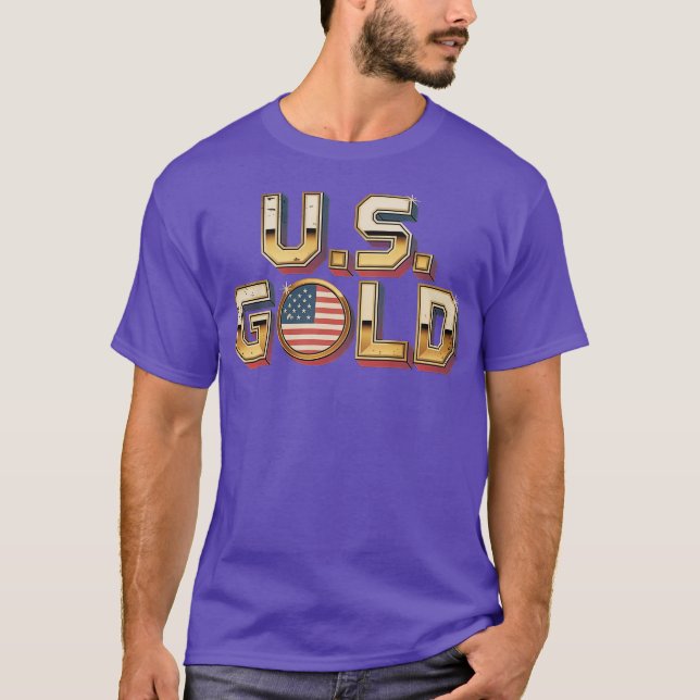 Retro Computer Games - USA Guld T Shirt (Framsida)