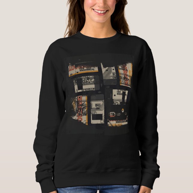 Retro Computer Glitch Geek Programmer för binär ko T Shirt (Framsida)