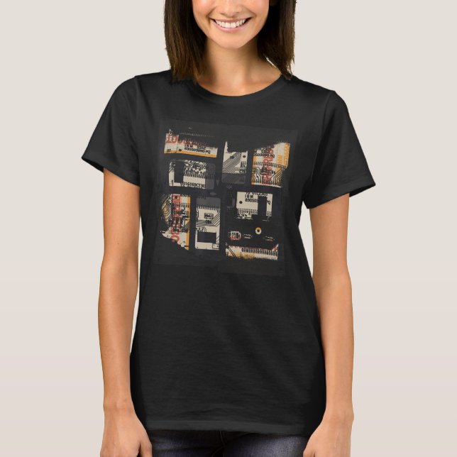Retro Computer Glitch Geek Programmer för binär ko T Shirt (Framsida)