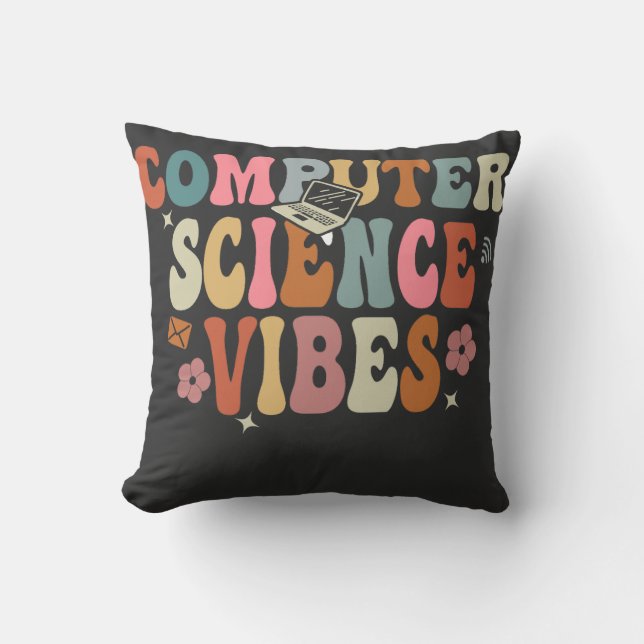 Retro Computer Science Vibes Teacher-GThrow Pillow Kudde (Framsida)