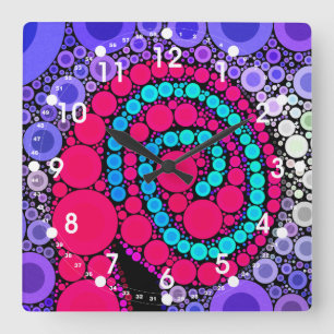 Retro Concentric Circles Coola Swirl Mönster Fyrkantig Klocka