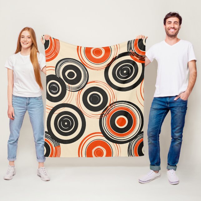 Retro Concentric Circles Fleecefilt (På plats)