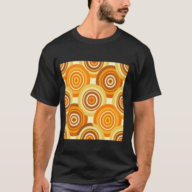 Retro Concentric Circles Geometric Mönster Orange T Shirt (Framsida)