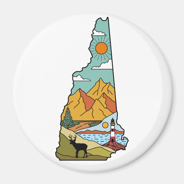 Retro Concord New Hampshire White Mountain Magnet (Framsidan)