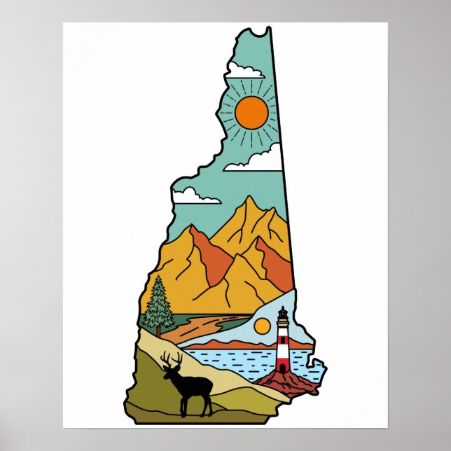 Retro Concord New Hampshire White Mountain Poster (Framsidan)