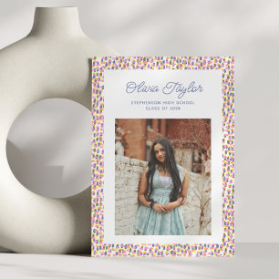 Retro Confetti Dots Roligt Gräns Photo Studenten Meddelande