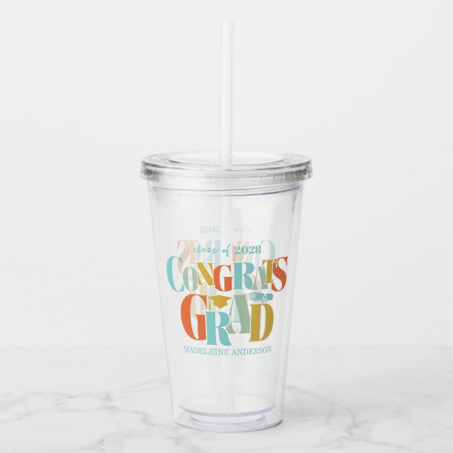 Retro Congrats Grad Graduation Black Take Away Mugg (Framsida)