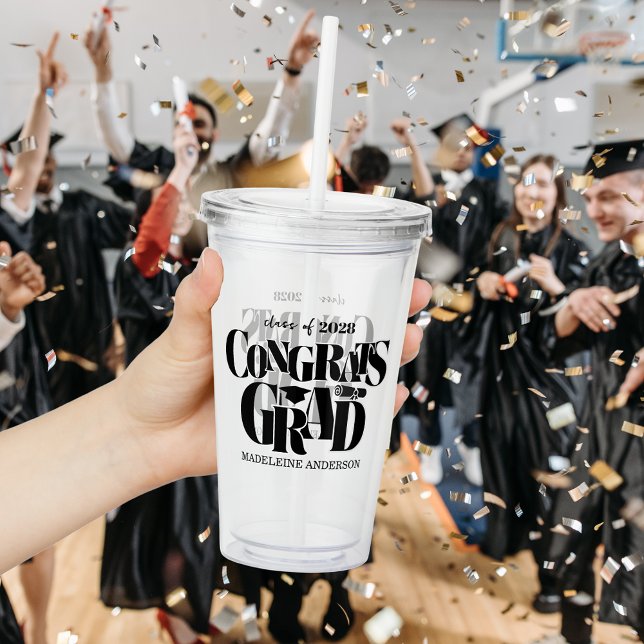 Retro Congrats Grad Graduation Black Take Away Mugg (Skapare uppladdad)