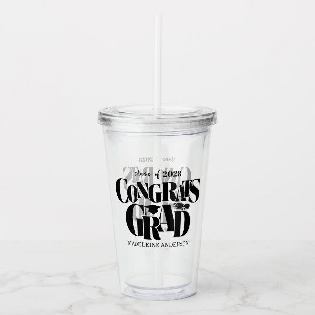 Retro Congrats Grad Graduation Black Take Away Mugg (Framsida)
