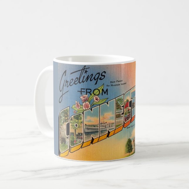 Retro Connecticut vykortsmugg Kaffemugg (Framsida vänster)