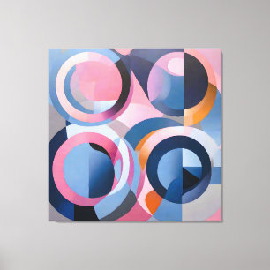 Retro Contemporary Art in Subtle Tints Rosa Blue Canvastryck
