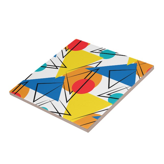 Retro Contemporary Geometric Colorful Mönster Kakelplatta (Sidan)