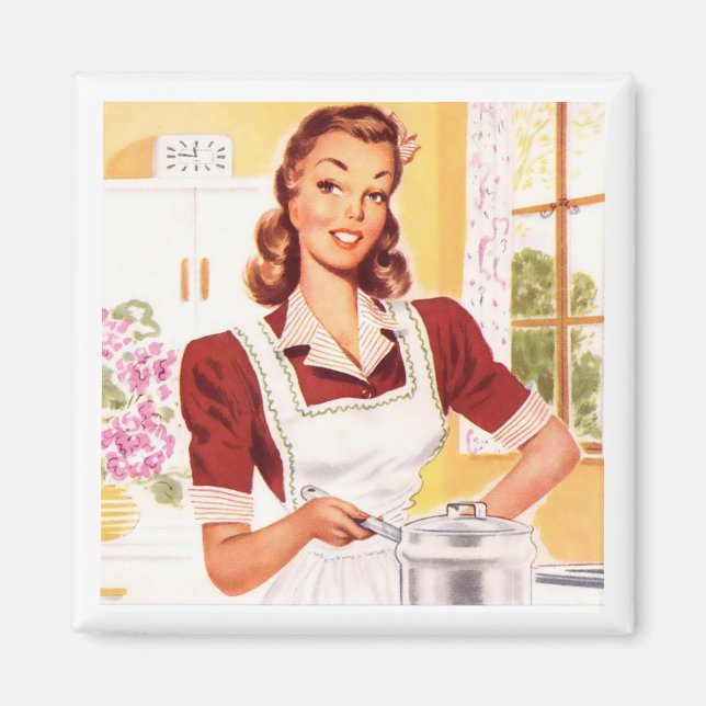 Retro Cook på 1950-talet Magnet (Framsidan)
