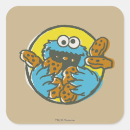 Retro Cookie Monster Fyrkantigt Klistermärke