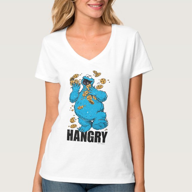 Retro Cookie Monster | Hungrig T Shirt (Framsida)