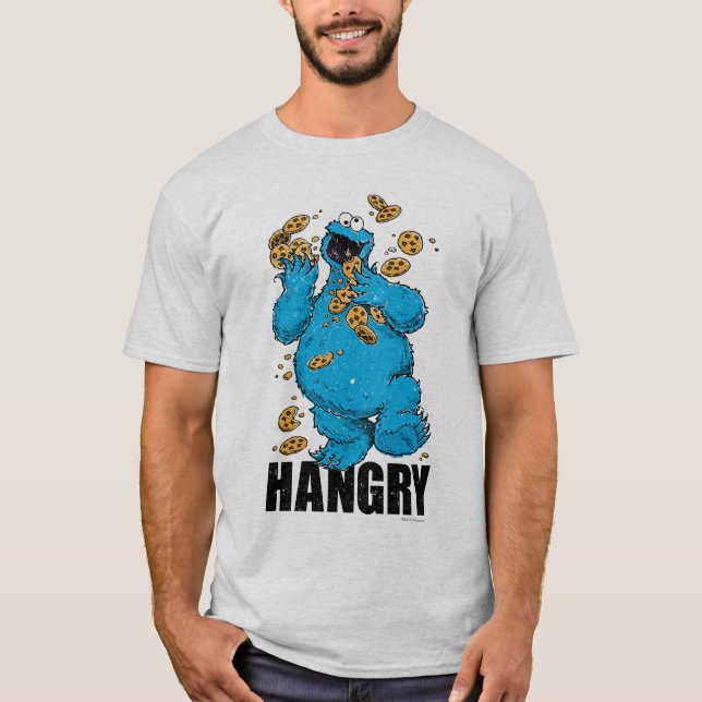 Retro Cookie Monster | Hungrig T Shirt (Framsida)