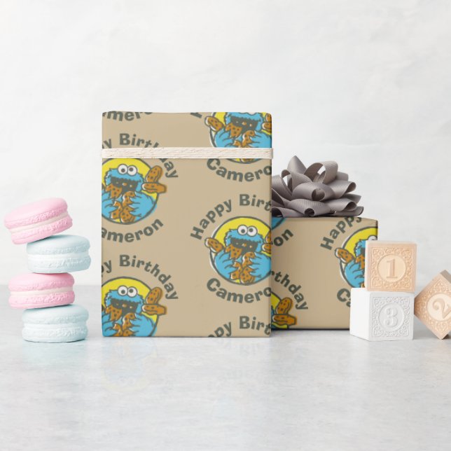 Retro Cookie Monster Presentpapper (Baby Shower)