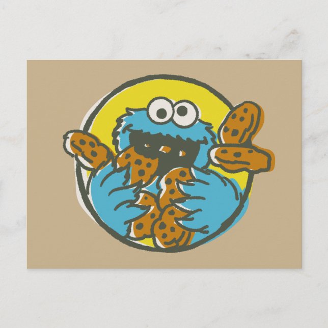 Retro Cookie Monster Vykort (Framsida)