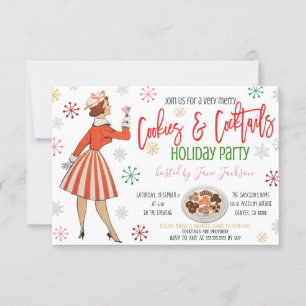 Retro Cookies och Cocktails jul Party Inbjudan