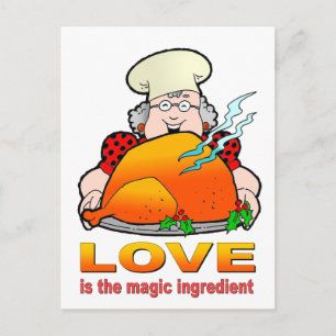 Retro Cooking Design.Kärlek är Magic Ingredient. Vykort