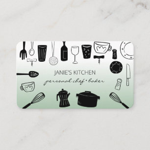 Retro Cooking Utensils Personal Chef Visitkort