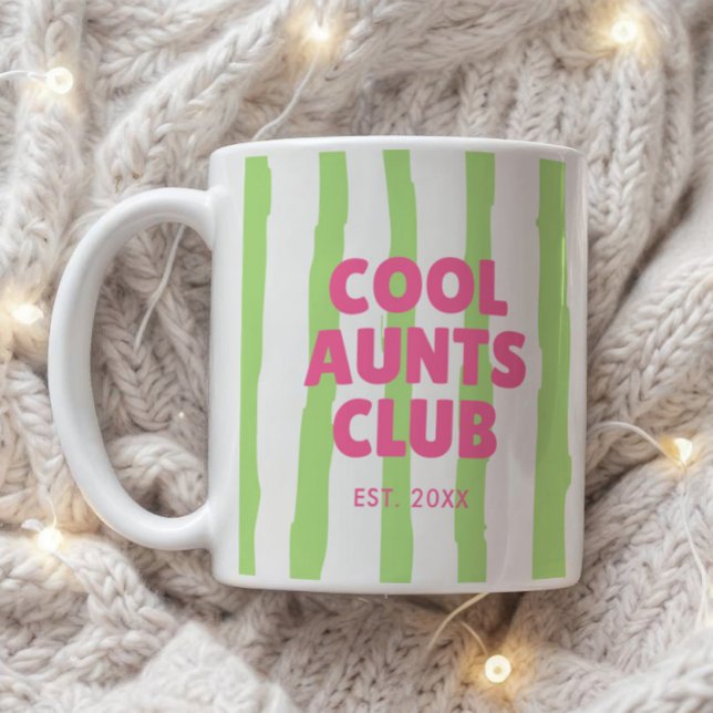 Retro "Cool Aunts Club" Randig Anpassad Est. Datum Kaffemugg (Skapare uppladdad)