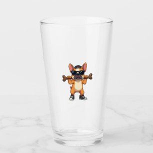 Retro cool fransk bulldog som bär ben seriebild  glaskopp