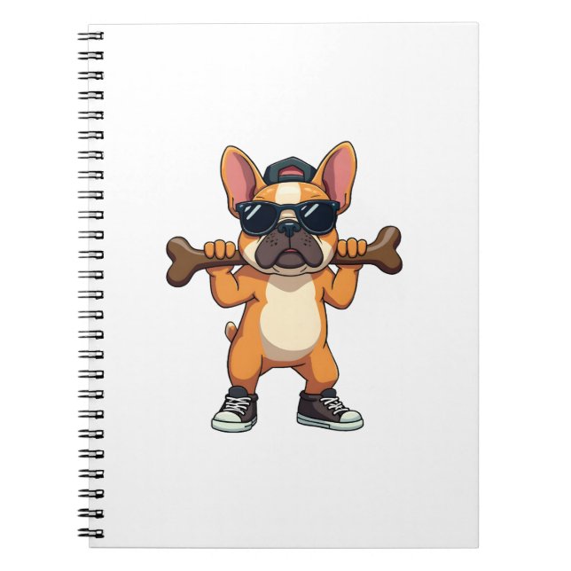 Retro cool fransk bulldog som bär ben seriefigur  anteckningsbok (Framsidan)