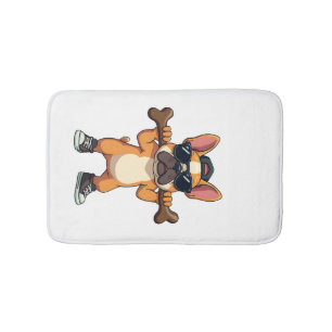 Retro cool fransk bulldog som bär ben seriefigur badrumsmatta