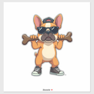 Retro cool fransk bulldog som bär ben seriefigur klistermärken