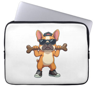 Retro cool fransk bulldog som bär ben seriefigur  laptop fodral