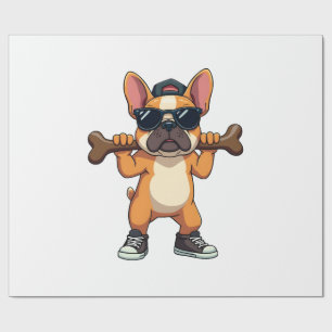 Retro cool fransk bulldog som bär ben seriefigur presentpapper