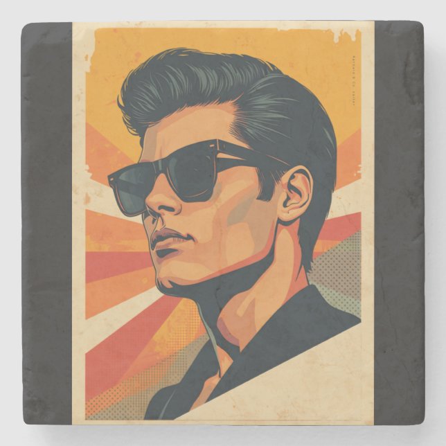 Retro Cool Kille Stenunderlägg (Framsidan)