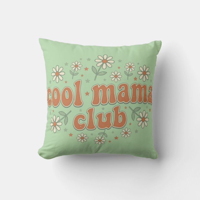 Retro Cool Mama Club Groovy Daisy Mors Dag App Kudde (Framsida)