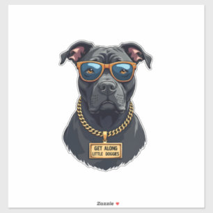 Retro cool pitbull i solglasögon med guldkedja klistermärken