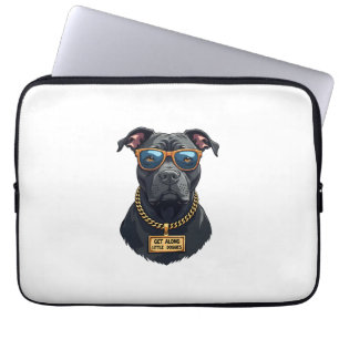 Retro cool pitbull i solglasögon med guldkedja laptop fodral