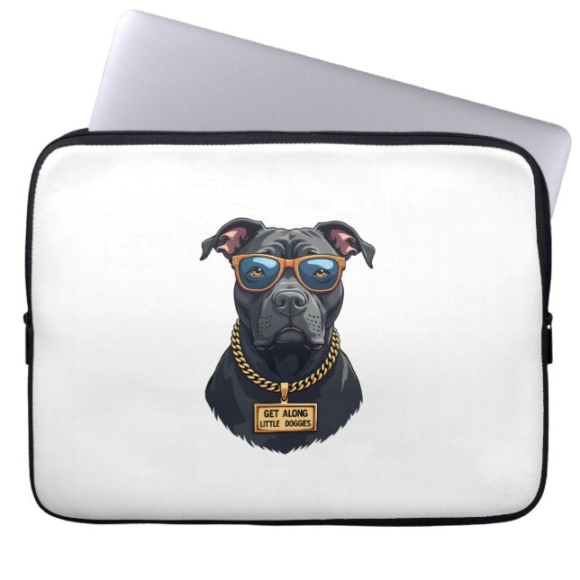 Retro cool pitbull i solglasögon med guldkedja laptop fodral (Framsidan)