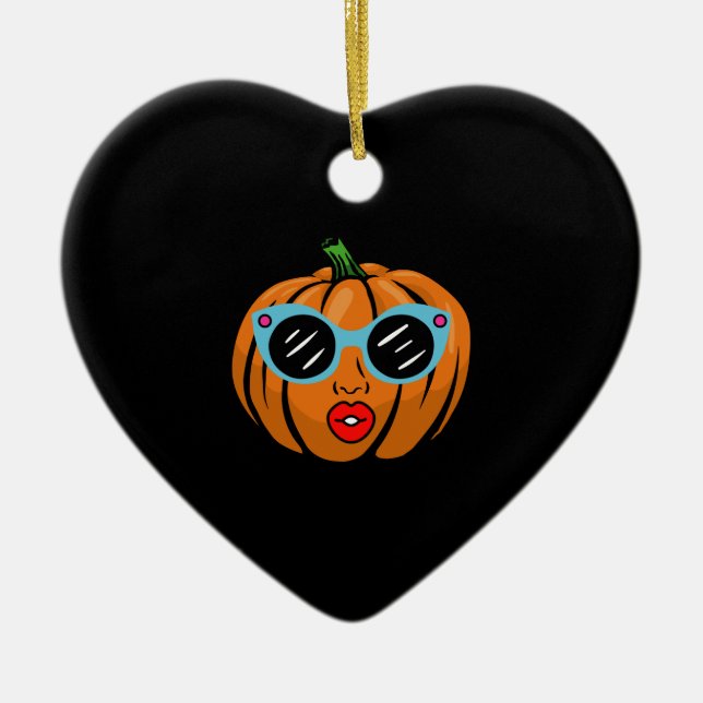 Retro Cool Pumpaskjorta Rolig Söt Pumpa Julgransprydnad Keramik (Framsidan)
