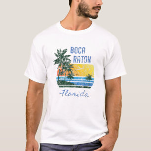 Retro Coola Boca Raton FL Distress Handflatan Trä T Shirt