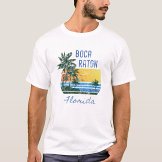 Retro Coola Boca Raton FL Distress Handflatan Träd T Shirt