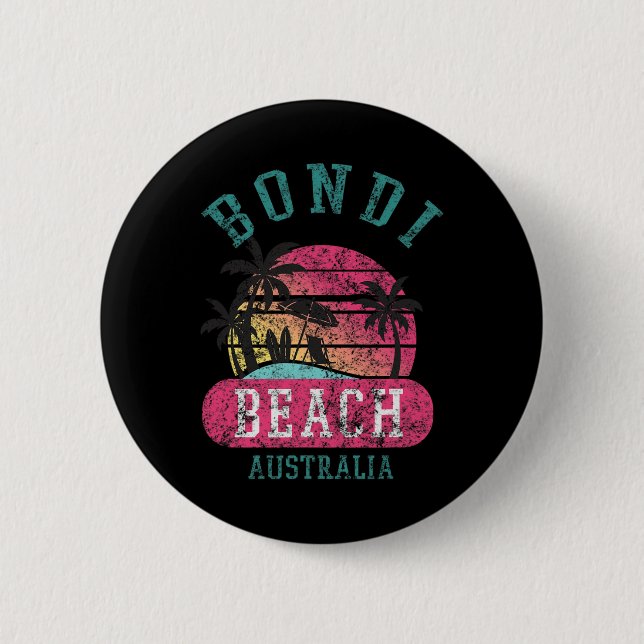 Retro Coola Bondi Beach Australia Beacher Distress Knapp (Framsida)