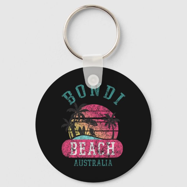 Retro Coola Bondi Beach Australia Beacher Distress Nyckelring (Framsida)